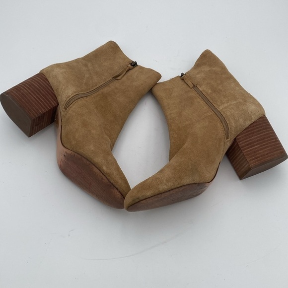 J. Crew Tan Ankle Booties women 10 Block Heel suede tan casual dress event Y2K - Picture 7 of 15
